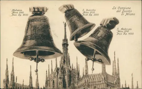 Cartolina Mailand Milano Le Campanedel Duomodi Milano Glocken 1917