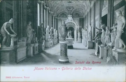 Cartolina Rom Roma Museo Vaticano - Galleria delle Statue 1916