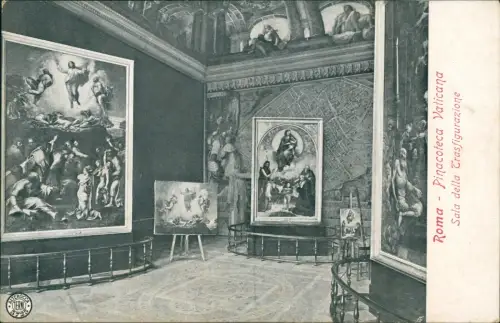 Cartolina Rom Roma Pinacoteca Vaticana Sala della Trasfigurazione 1913