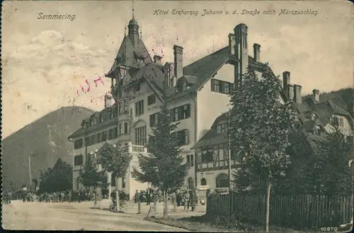 Ansichtskarte Semmering Hôtel Erzherzog Straße 1915  Zensurstempel KuK Graz