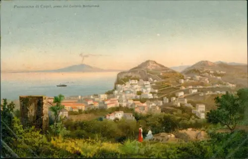 Cartolina Capri preso dal Castello Barbarossa - Vesuv 1911