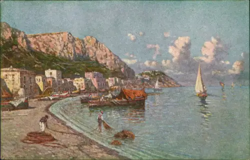 Cartolina Capri Marina grande - Künstlerkarte 1912