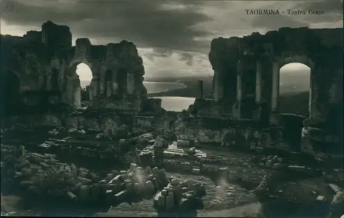 Cartolina Taormina Fotokunst Stimmungsbild Teatro Greco. 1928  Sicilia