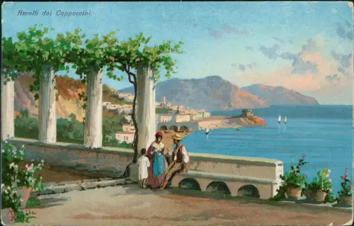 Cartolina Amalfi Amalfi dai Cappuccini - Künstlerkarte 1911