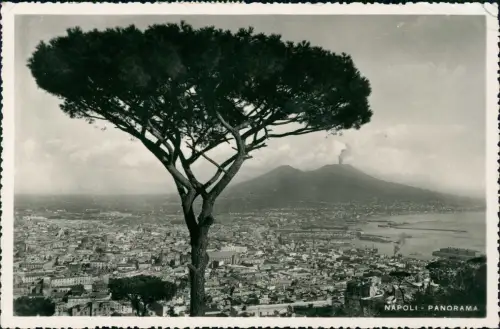 Cartolina Neapel Napoli Stadt Fernblick auf den Vesuv 1942  Mischfrankatur