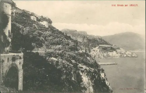 Cartolina Amalfi Strada per AMALFI. 1914