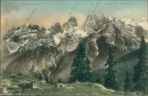 Cartolina Cortina d´Ampezzo Monte Cristallo - colorierte Ak 1911
