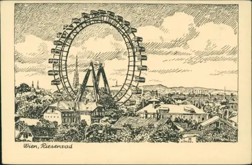Ansichtskarte Prater-Wien Künstlerkarte Graphisch Riesenrad 1932