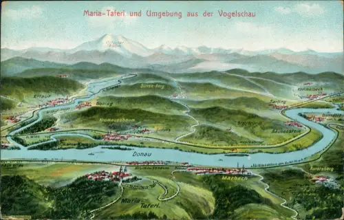 Maria Taferl Aus der Vogelschau.. Künstlerkarte Eugen Felle Isny 1912