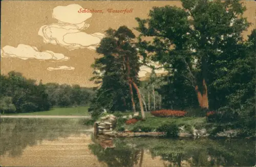 Ansichtskarte Stockerau Wasserfall Park Steindruck 1912