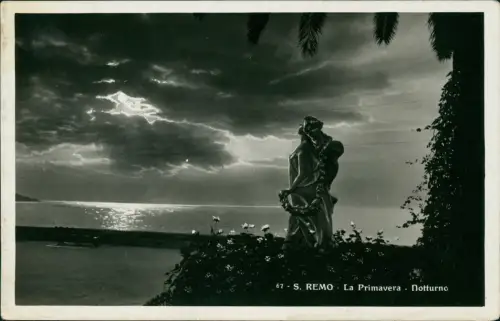 Cartolina San Remo Sanremo La Primavera Notturno Stimmungsbild 1930