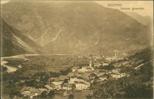 Cartolina Giustino Trentino Veduta generale. 1914