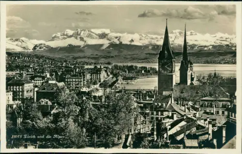 Ansichtskarte Zürich Stadt und die Alpen - Fotokarte 1932