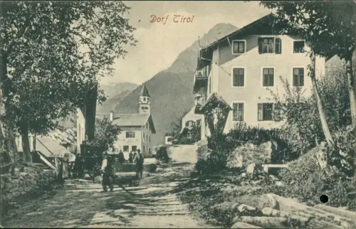 Cartolina Dorf Tirol-Meran Merano Straßenpartie 1912