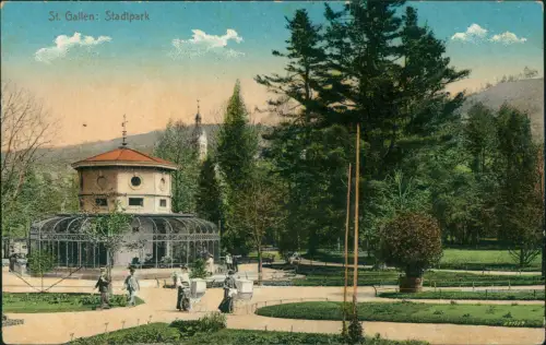 Ansichtskarte St. Gallen Stadtpark 1910