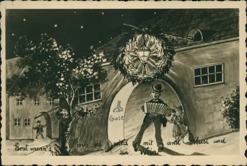 Ansichtskarte Grinzing-Wien Scherzkarte Betrunkene musizieren 1929