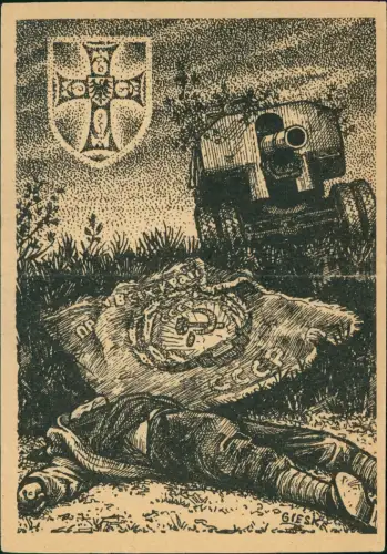 Ansichtskarte  Militaria 2.WK Panzer Kesselschlacht Kiew 1942  Feldpost Blindstempel