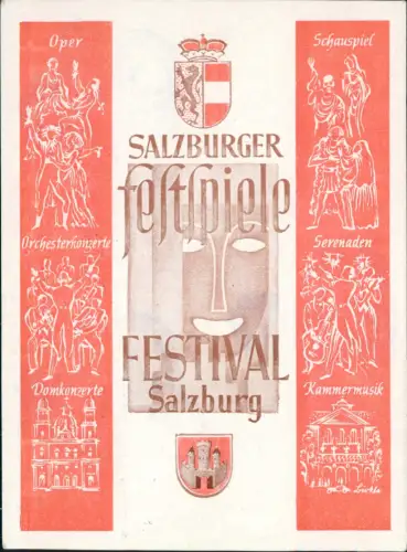 Salzburg Künstlerkarte Festspiele 1949  sonderstempel Mischfrankatur