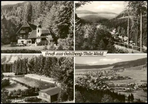 Ansichtskarte Gehlberg DDR Mehrbildkarte mit Ortsansichten u.a. Freibad 1975