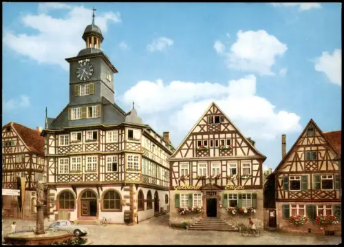 Ansichtskarte Heppenheim an der Bergstraße Großer Markt mit Rathaus 1964
