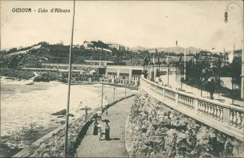 Cartolina Genua Genova (Zena) Lido d'Albaro 1913
