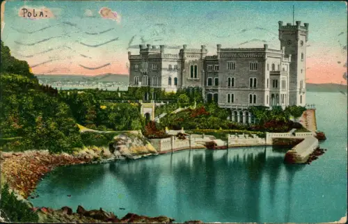 Postcard Pula Pola Schloß und Stadt 1911