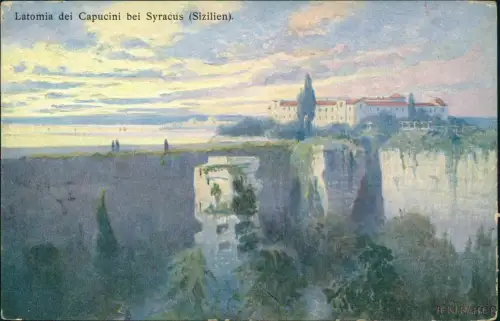 Syrakus Syracusa Siracusa Latomia dei Capucini Sizilien Künstlerkarte 1909