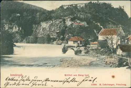 Ansichtskarte Innsbruck Sillfall am Berg Isel. colorierte AK 1904