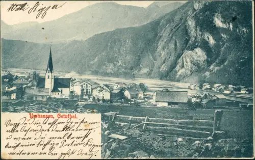 Ansichtskarte Umhausen Stadtpartie Oetzthal 1906