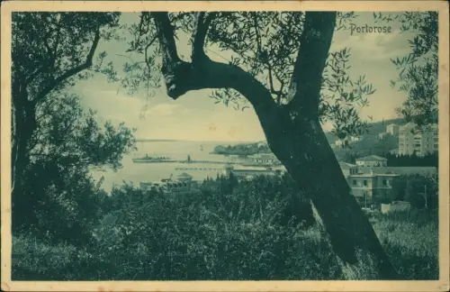 Postcard Portorose Portorož Blick auf Stadt und Strand 1928