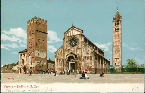 Cartolina Verona Verona Basilica di S. Zeno - Künstlerkarte 1911