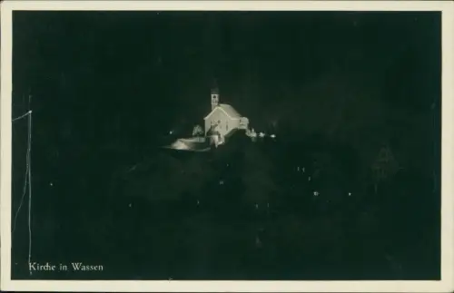 Ansichtskarte Wassen Kirche bei Nacht - Fotokarte 1930