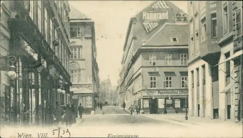 Ansichtskarte Wien VIII Florianigasse, Papierhandlung 1909