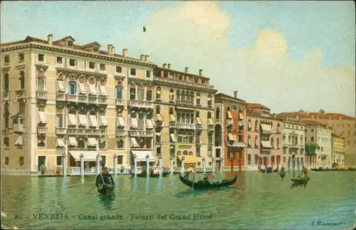 Venedig Venezia Canal grande Palazzi del Grand Hôtel Künstlerkarte 1912