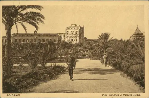 Cartolina Palermo Palermo (Palermu) Villa Bonanno e Palazzo Reale. 1922