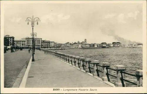 Cartolina Bari Puglia Lungomare Nazario Sauro. 1922
