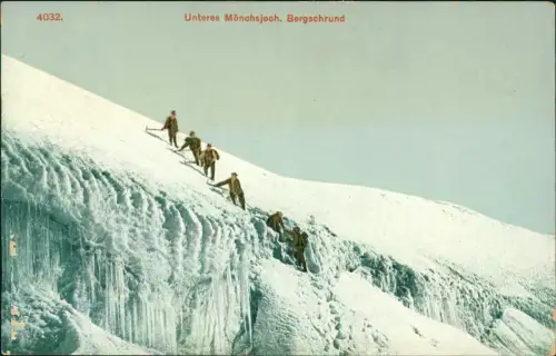 Lauterbrunnen Unteres Mönchsjoch. Bergschrund Bergsteiger Alpen 1913
