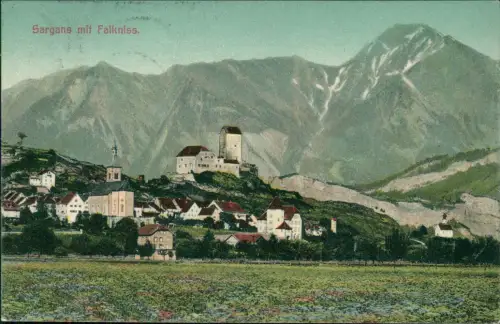 Ansichtskarte Sargans Stadt und Falniss 1908