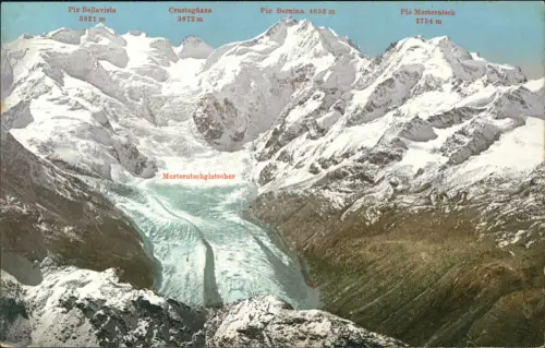 Oberengadin Blick auf die Berninagruppe und Morteratschgletscher 1912