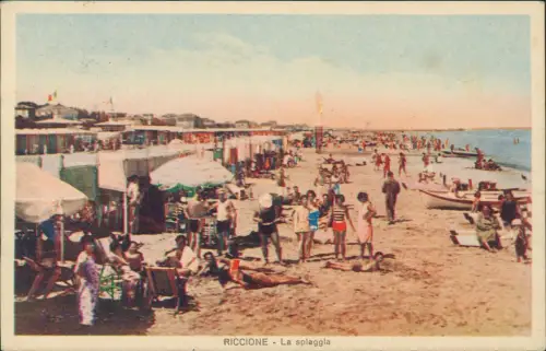 Cartolina Riccione La Spiaggi Strandleben 1931