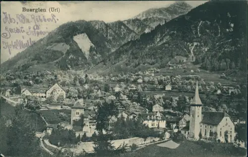 Ansichtskarte Bürglen am Klausenpass Stadtpartie 1913
