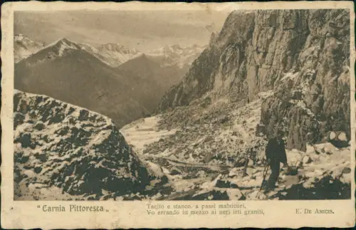 Cartolina Karnien Carnia Wanderer in den Bergen 1914
