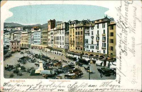 Cartolina Genua Genova (Zena) Piazza Caricamento 1903