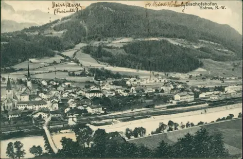 Ansichtskarte Bischofshofen Stadtblick Bahnhof 1912
