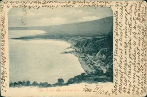 Cartolina Taormina Capo Schiso visto 1900  Sizilien Sicilia