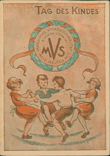 TAG DES KINDES Propaganda Beeskow Storkow DDR Künstlerkarte 1947  Sonderstempel
