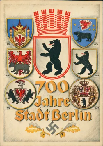 Ansichtskarte Berlin 700 Jahre Stadt Berlin Wappen 1937