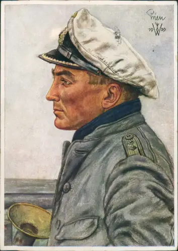 Unsere U-Boot-Waffe  Kapitänleutnant Günther Prien Künstlerkarte 1940