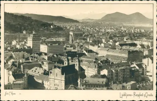 Postcard Laibach Ljubljana  Razgled z Gradu 1941  Briefmarken mit Überdruck