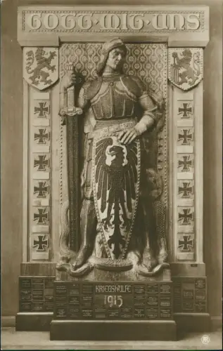 Elberfeld-Wuppertal Verein Kriegshilfe Statue Kriegshilfe Fotokarte 1915